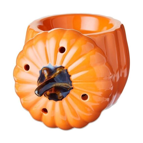 Pumpkin BOO! Orange Ceramic Wax Warmer Autumn Halloween Decor 6-inch Plug-In NEW - Picture 3 of 4